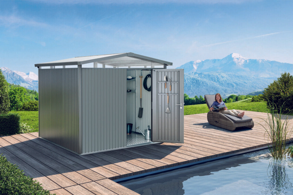 Biohort Gerätehaus Panorama® – konfigurierbar - dunkelgrau-metallic