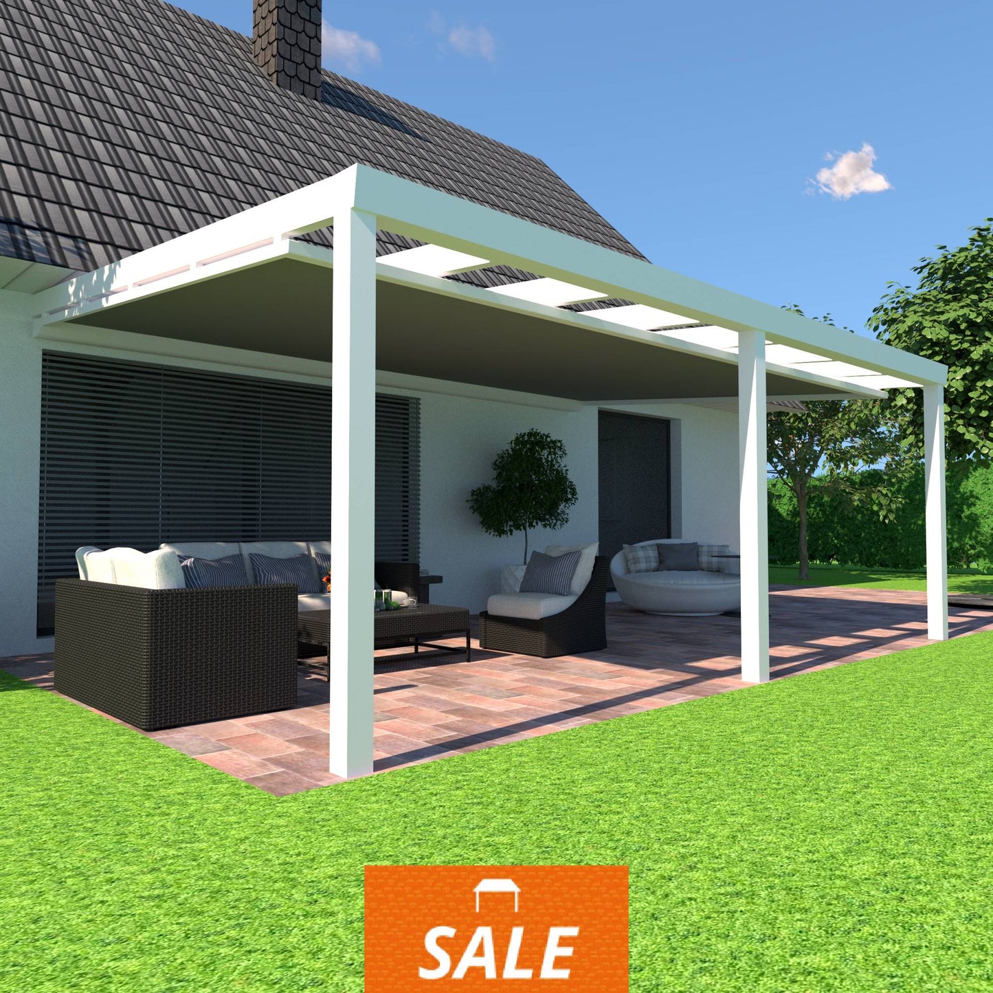 Schweng Terrassenüberdachung S400 mit Unterdachmarkise - 4,70 m x 2,75 m - inkl. Montage