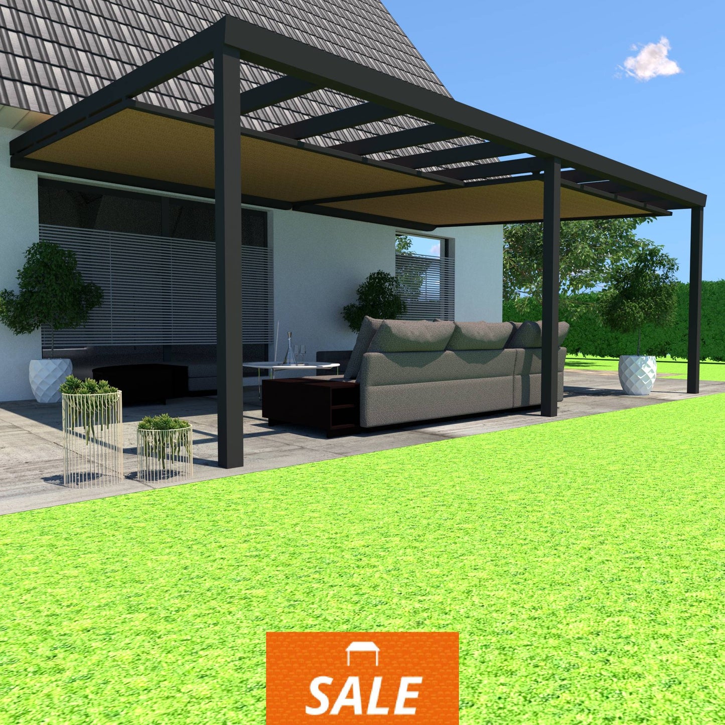 Schweng Terrassenüberdachung S400 mit Unterdachmarkise - 7,00 m x 5,00 m - inkl. Montage