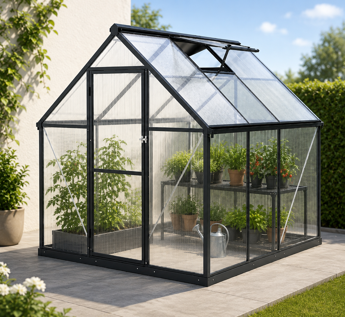 Gewächshaus 224 × 178 × 195 cm – Aluminium & Polycarbonat | Wetterfest & UV-beständig