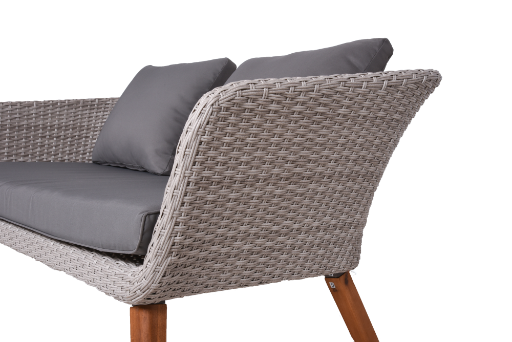 Sitzgruppe ARONA, 4-teilig – Stilvolles Outdoor-Design aus Aluminium, Akazienholz & Kunststoffgeflecht