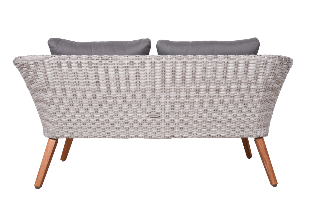 Sitzgruppe ARONA, 4-teilig – Stilvolles Outdoor-Design aus Aluminium, Akazienholz & Kunststoffgeflecht