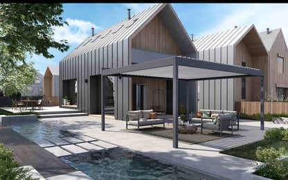 Lamellenpergola Alba - Anthrazit DB703 Struktur - Breite 2,643 m