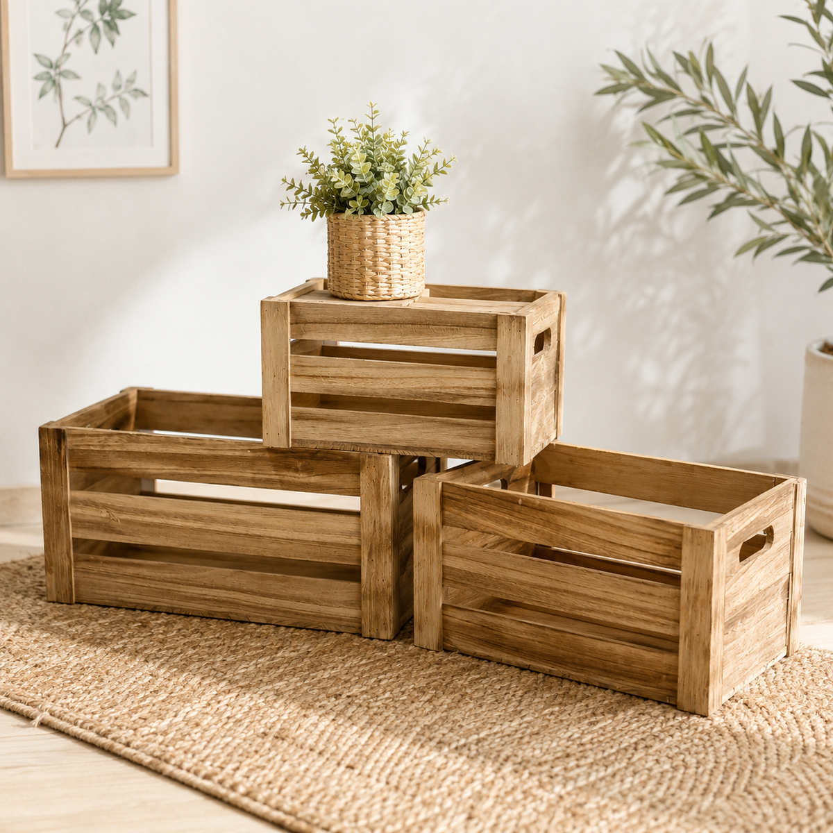 Holzkiste Basic 3er Set – Dekorative Holzkisten für Zuhause