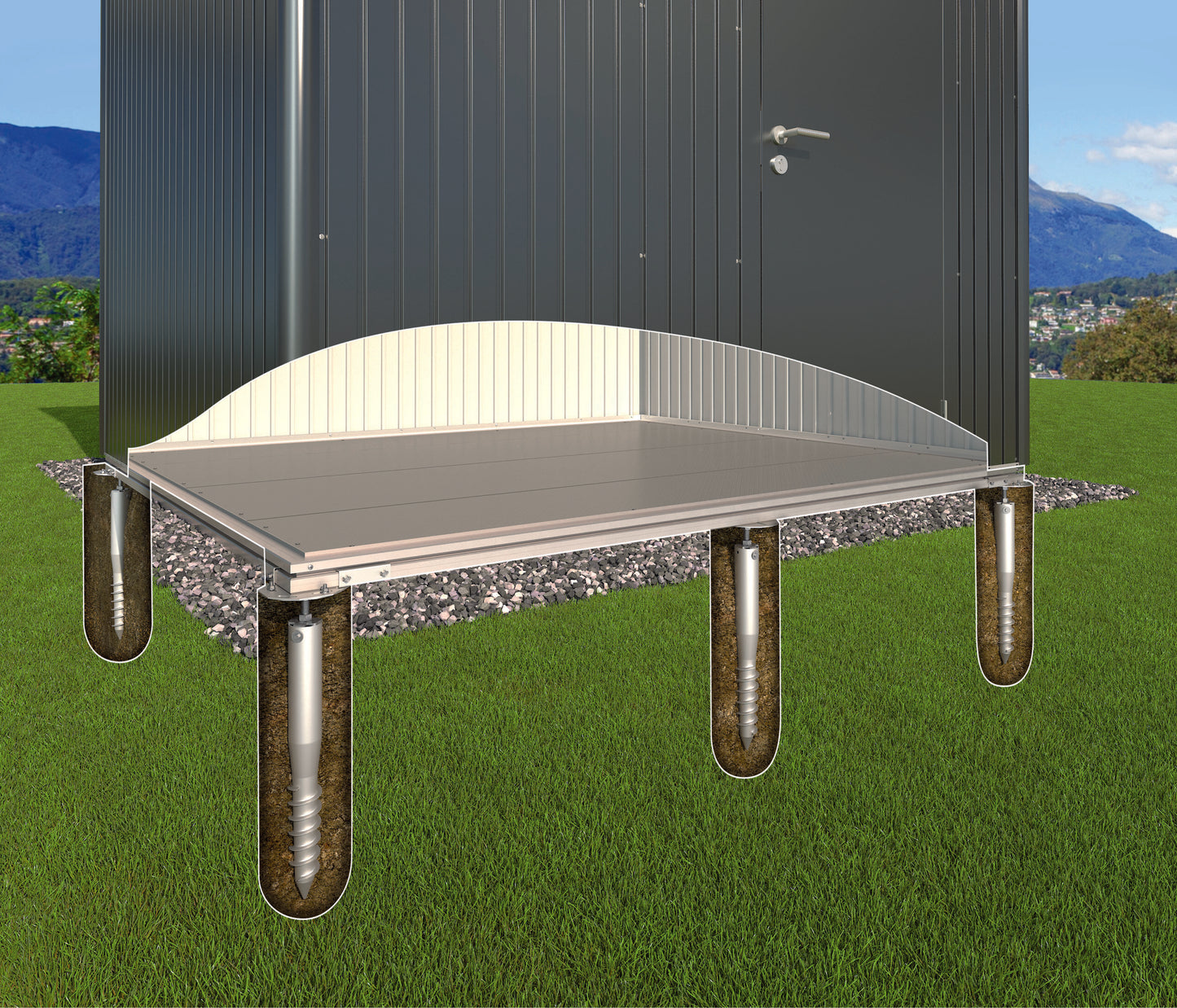 Biohort Gerätehaus Highline – konfigurierbar - silber-metallic