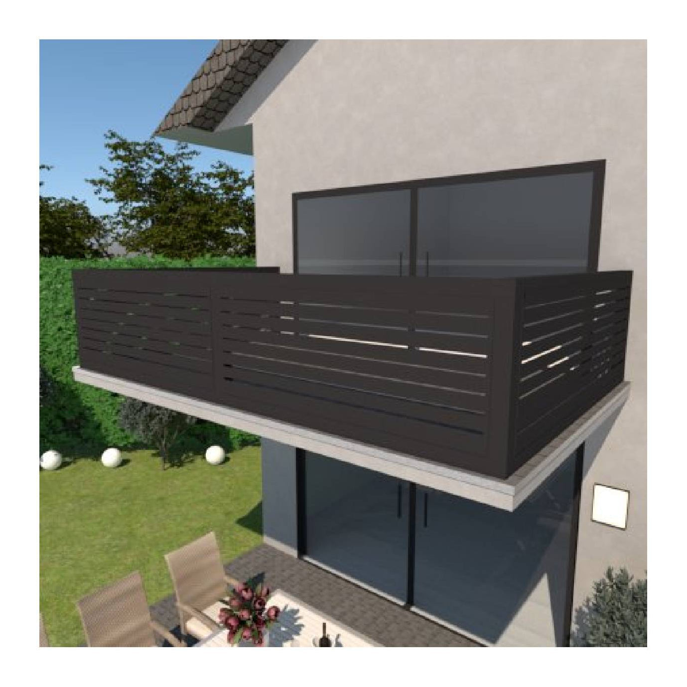 Schweng Geländer mit Rhombus Paneelen