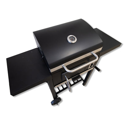 Trolley Holzkohlegrill mit Doppel-Seitenablagen, Grill