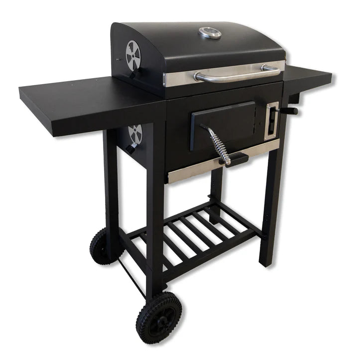 B-Ware Trolley Holzkohlegrill mit Doppel-Seitenablagen, Grill