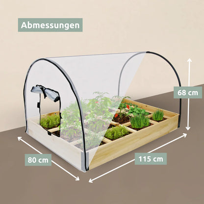 Gemüsebeet mit Abdeckung aus PVC 115cm x 80cm x 54cm I Frühbeet aus Holz