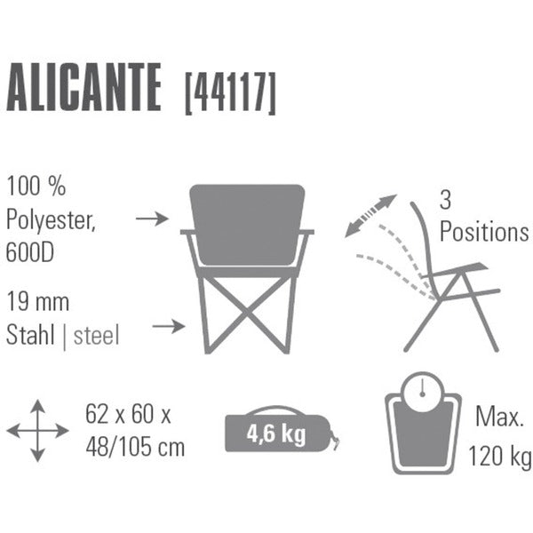 High Peak Campingstuhl Alicante 44117, Camping-Stuhl