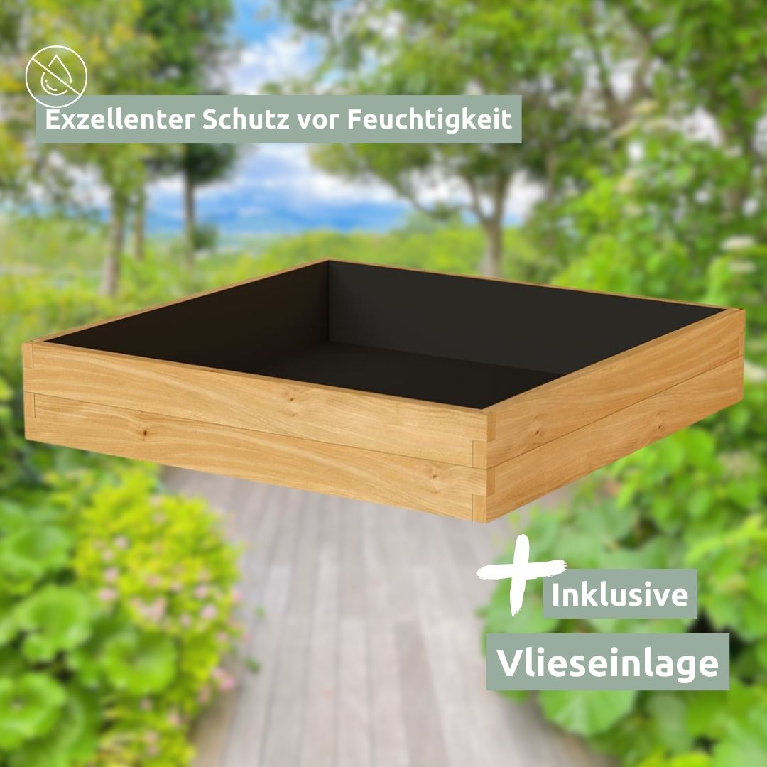 Hochbeet aus Holz mit Vlieseinlage