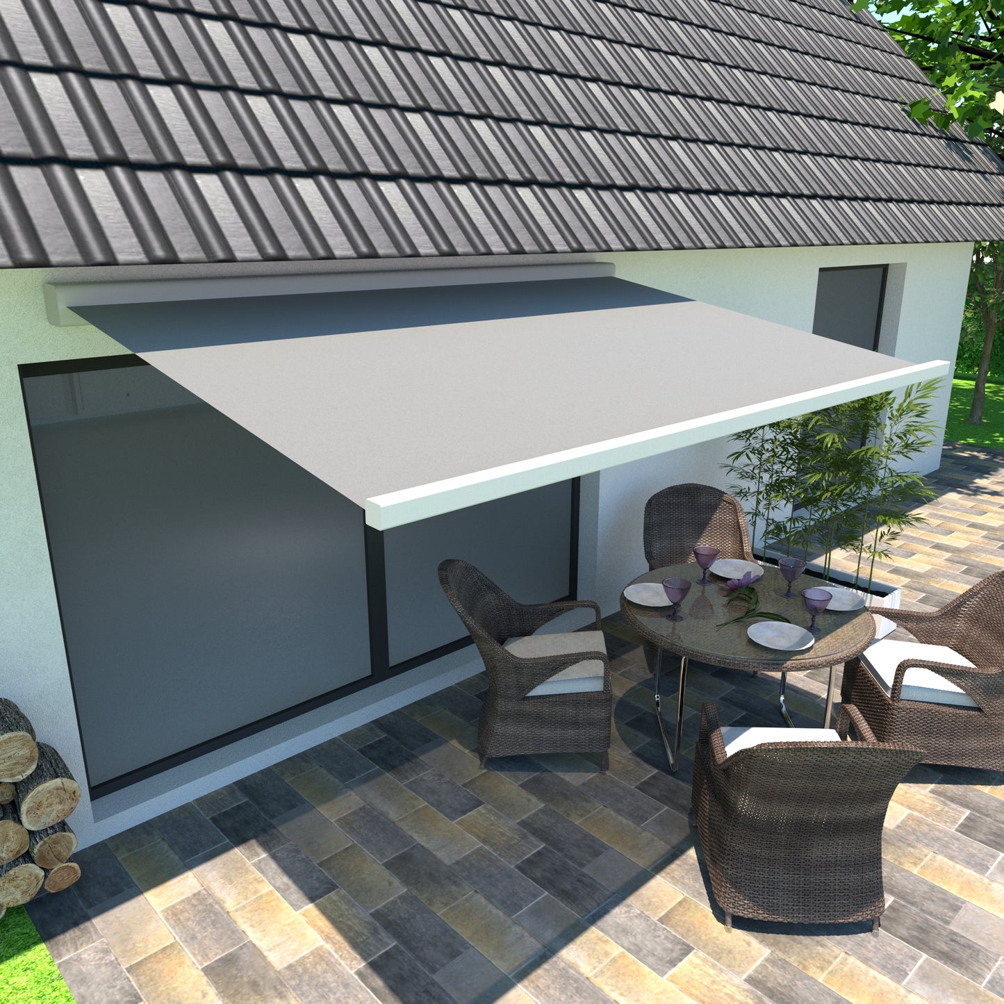 Lewens Look Trentino Kassettenmarkise Eckig - 4,50m x 3,29m - ohne Montage