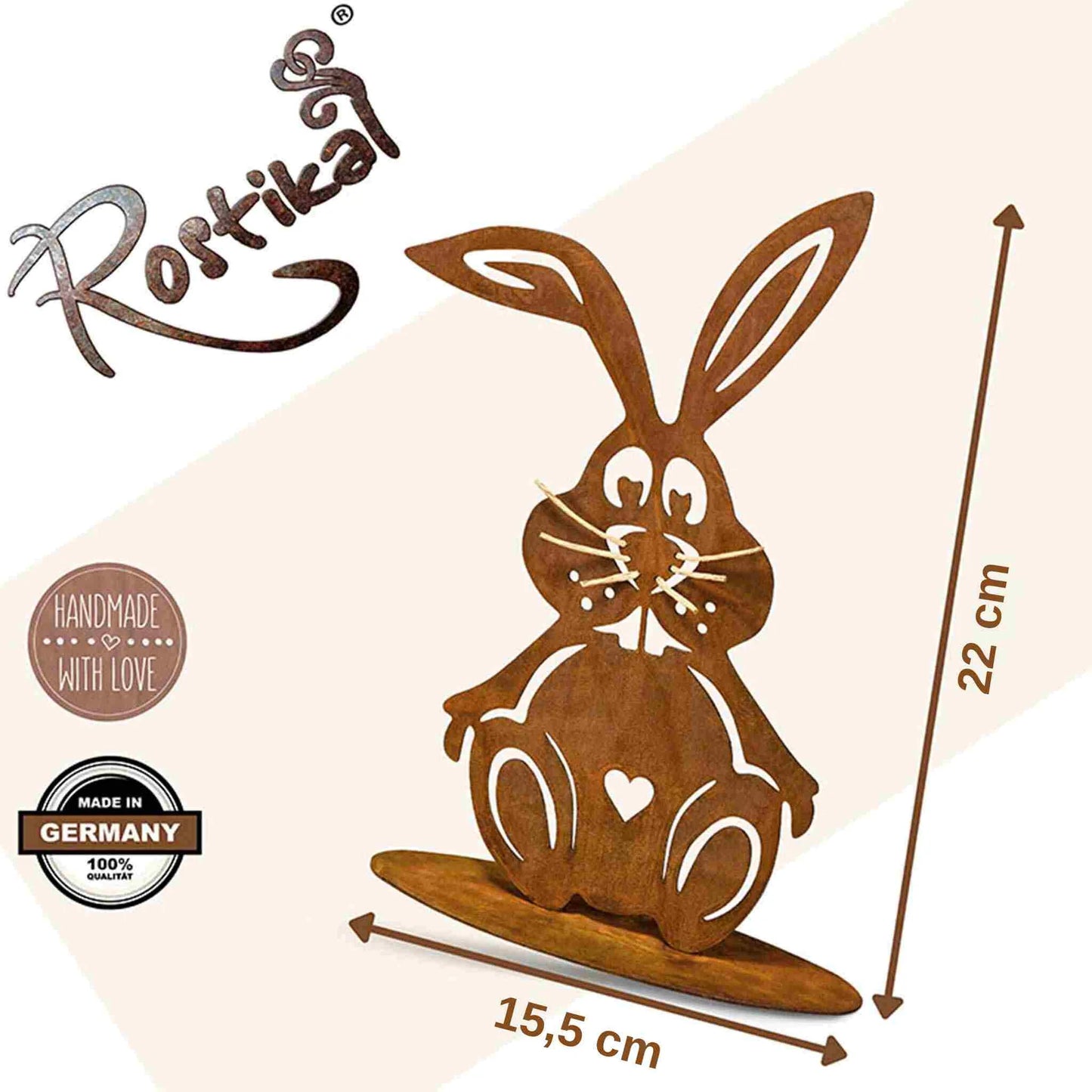 Osterdeko Metall Hase Schnurri | Edelrost Gartendeko für Ostern und Frühling