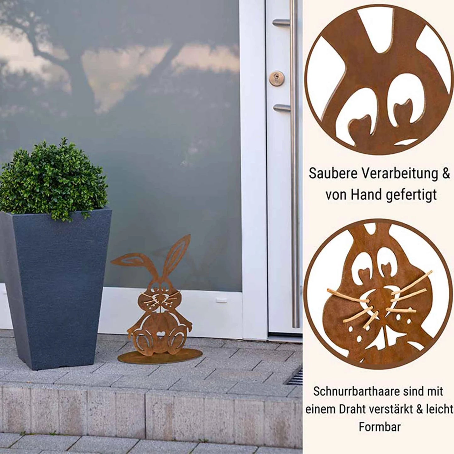 Osterdeko Metall Hase Schnurri | Edelrost Gartendeko für Ostern und Frühling