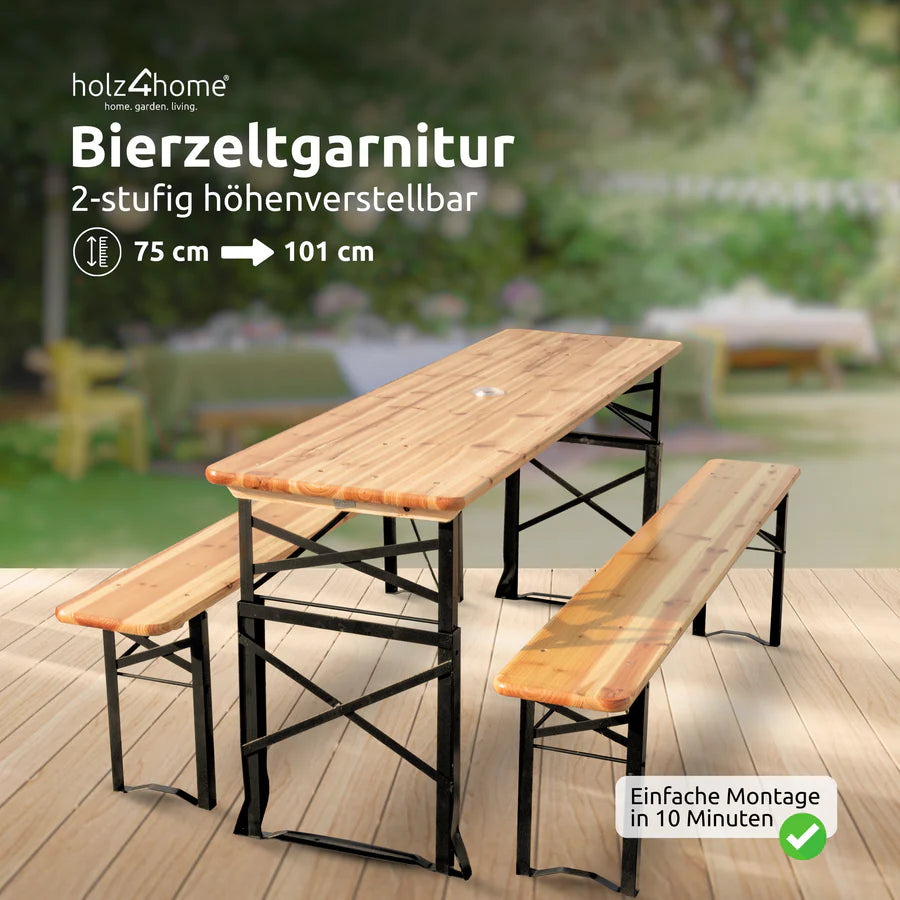Bierzeltgarnitur - mehrteilig & klappbar - Höheneverstellbar