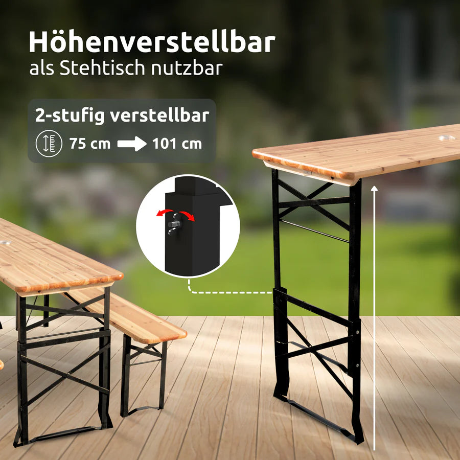 Bierzeltgarnitur - mehrteilig & klappbar - Höheneverstellbar
