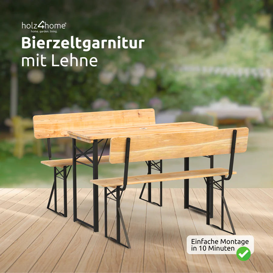 Bierzeltgarnitur - mehrteilig & klappbar - mit Lehne