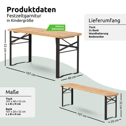 Bierzeltgarnitur - mehrteilig & klappbar - Kinder