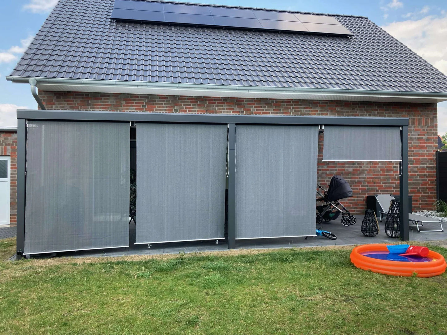 HDPE Sonnenrollo – 200cm x 240 cm grau - ohne Montage - B Ware