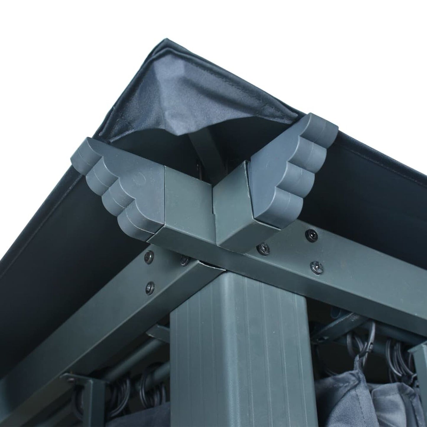 Pavillon mit Vorhängen & LED-Lichterkette Alu 400 x 300 x 270 cm