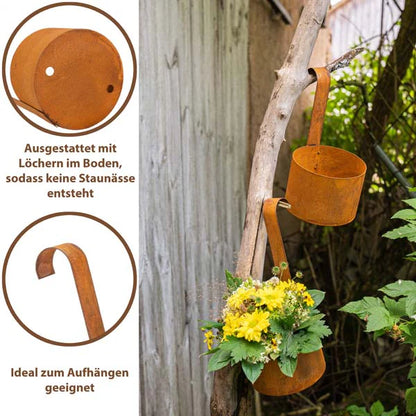 Rost Deko Garten Pflanztopf zum Hängen | Edelrost Gartendeko Hängetopf