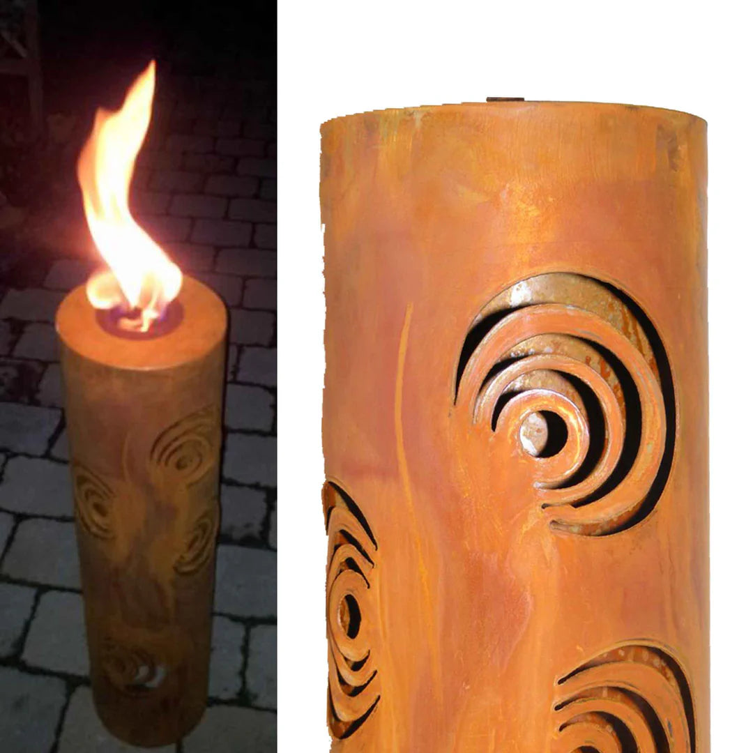 Metalldeko Feuersäule in Edelrost