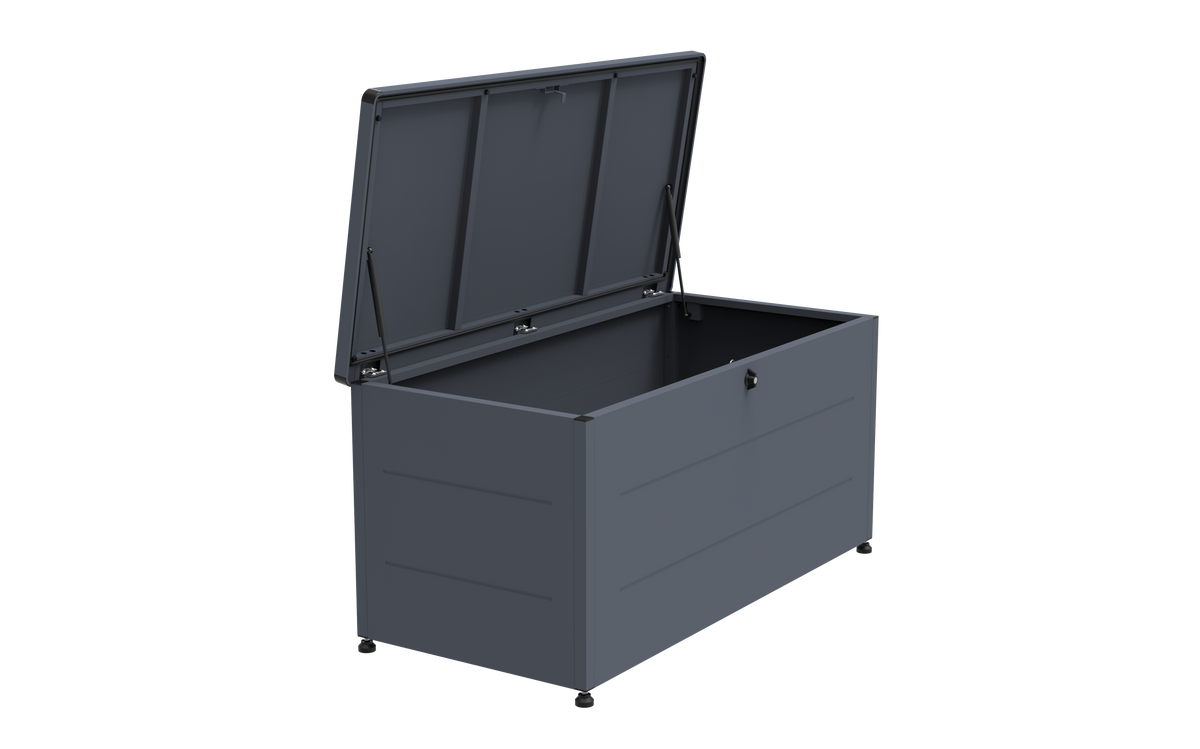 Garten-Auflagenbox 460 Liter aus verzinktem Stahl – pulverbeschichtete Outdoor-Aufbewahrungsbox, 136 × 66 × 67 cm