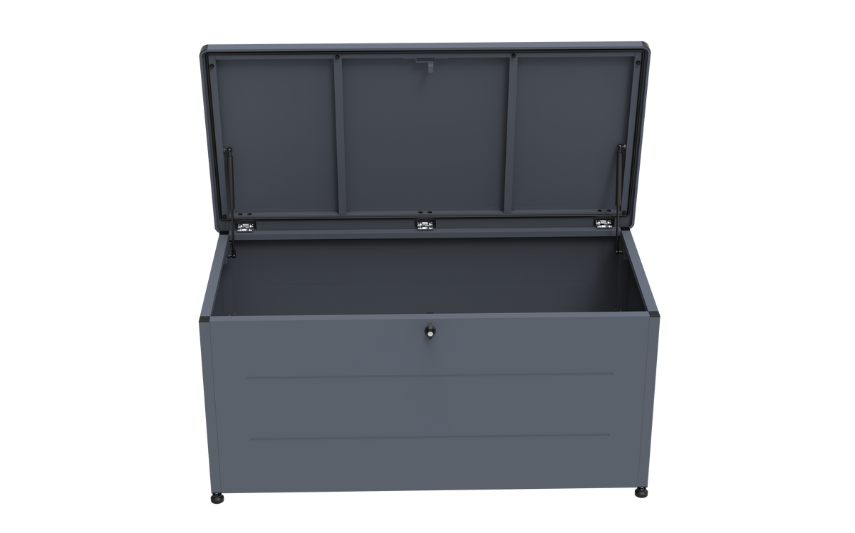Garten-Auflagenbox 460 Liter aus verzinktem Stahl – pulverbeschichtete Outdoor-Aufbewahrungsbox, 136 × 66 × 67 cm