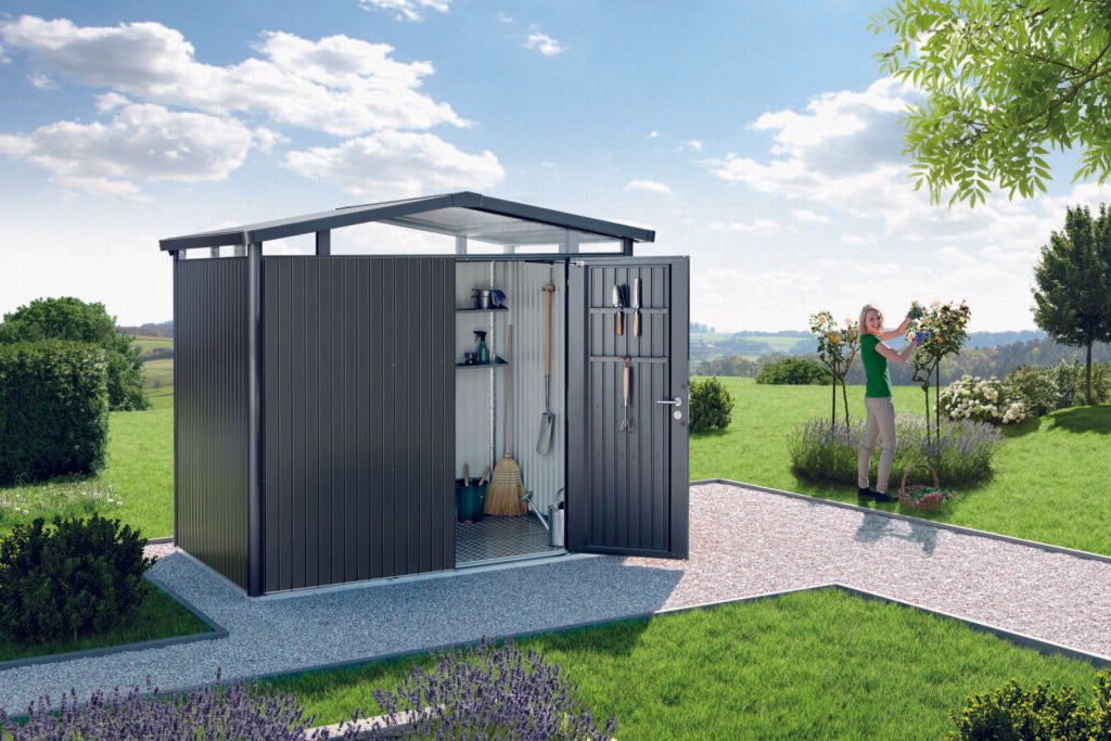 Biohort Gerätehaus Panorama® – konfigurierbar - dunkelgrau-metallic
