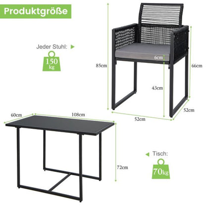 3-Teiliges Outdoor-Dining-Set