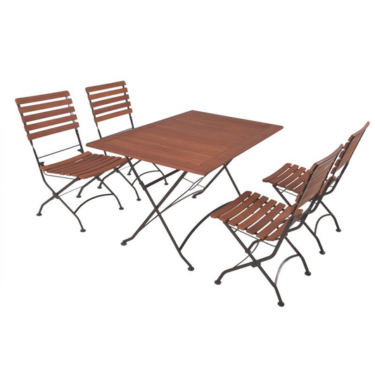 Harms Gartenmöbel-Set WIEN – 5-teilig, klappbar, aus Stahl & FSC®-Eukalyptus