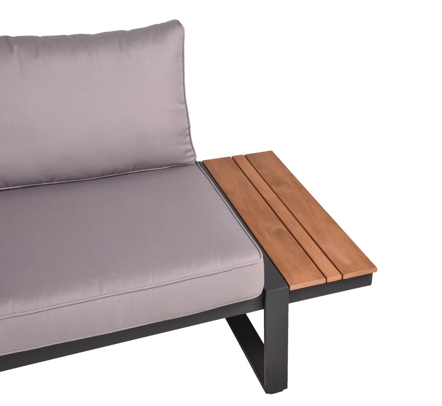 Lounge-Eckgruppe BELMIRA – 6-teiliges Gartenmöbel-Set aus Aluminium, Nonwood und Polyester