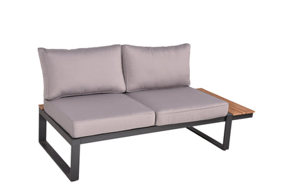 Lounge-Eckgruppe BELMIRA – 6-teiliges Gartenmöbel-Set aus Aluminium, Nonwood und Polyester