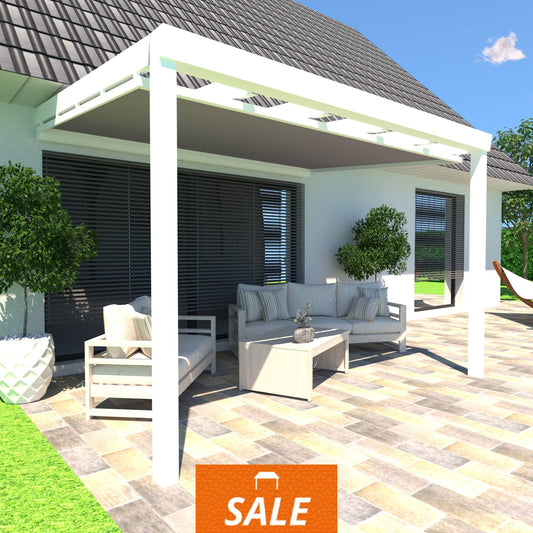Schweng Terrassenüberdachung S400 mit Unterdachmarkise - 3,35m x 2,54m - inkl. Montage