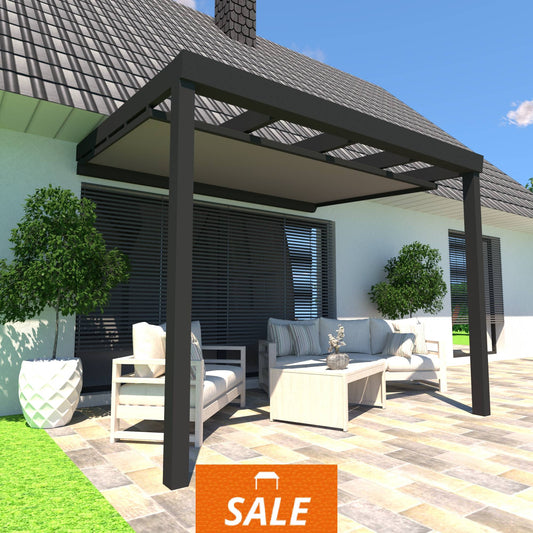 Schweng Terrassenüberdachung S400 mit Unterdachmarkise - 2,94m x 2,36m - inkl. Montage