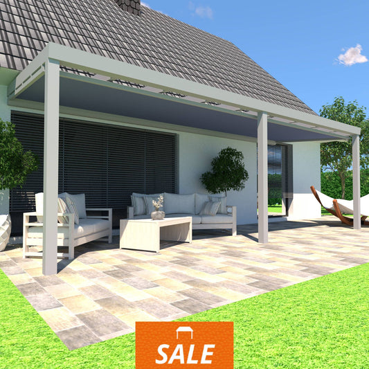 Schweng Terrassenüberdachung S400 mit Unterdachmarkise - 6,7m x 2,39m - inkl. Montage