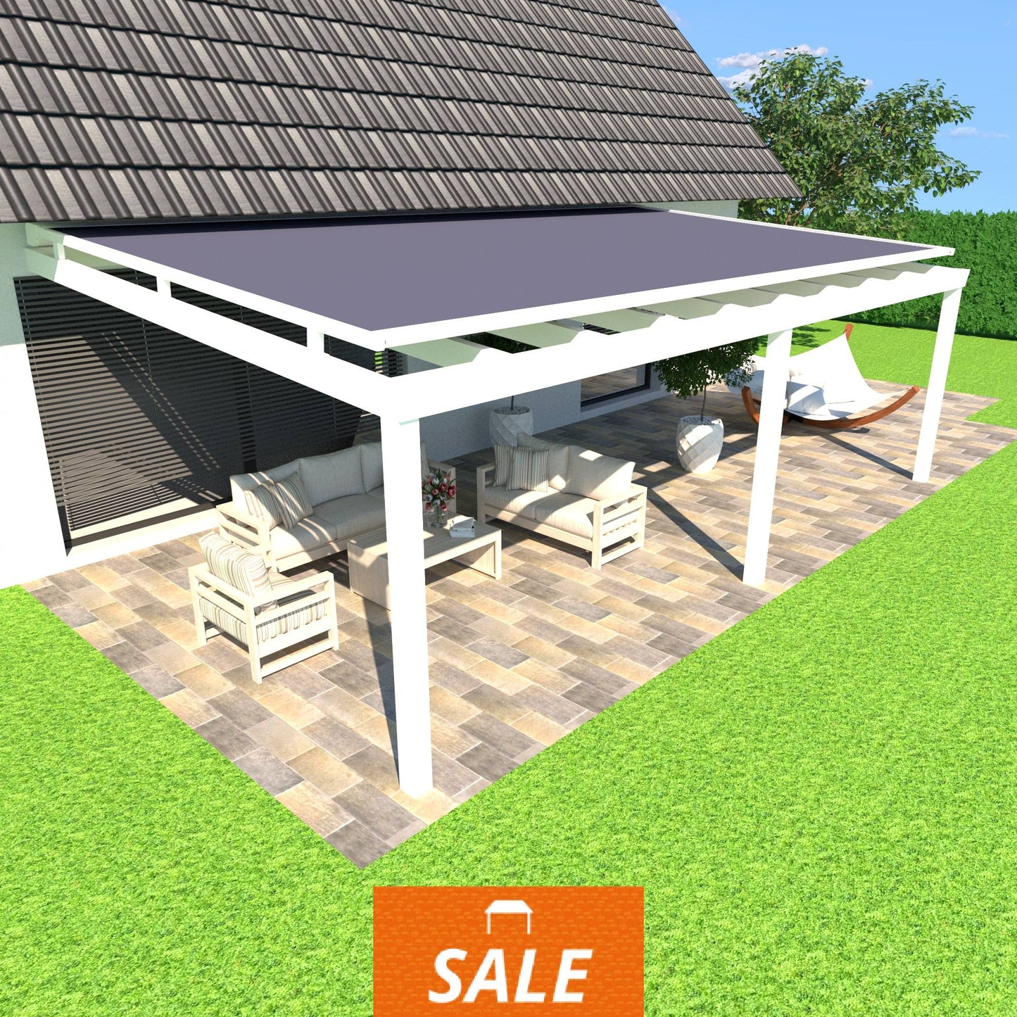 Schweng Terrassenüberdachung S400 mit Aufdachmarkise - 6,50m x 3,85m - inkl. Montage