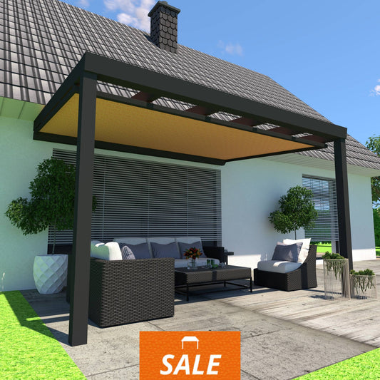 Schweng Terrassenüberdachung S400 mit Unterdachmarkise - 3,63 m x 2,80 m - inkl. Montage