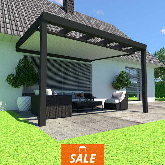 Schweng Terrassenüberdachung S400 mit Unterdachmarkise - 3,50 m x 3,11 m - inkl. Montage