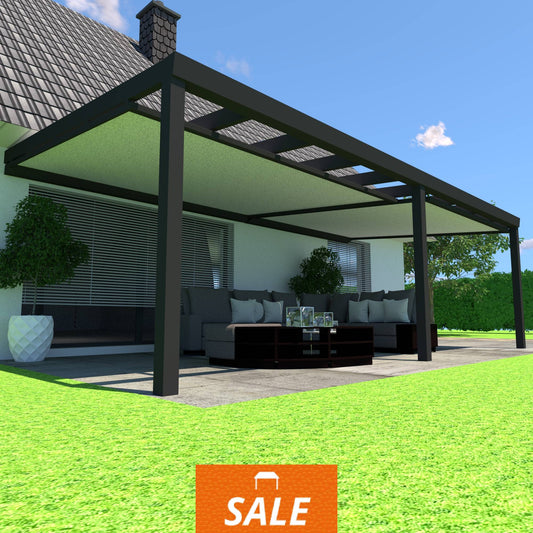 Schweng Terrassenüberdachung S400 mit Unterdachmarkise - 6,86 m x 3,56 m - inkl. Montage