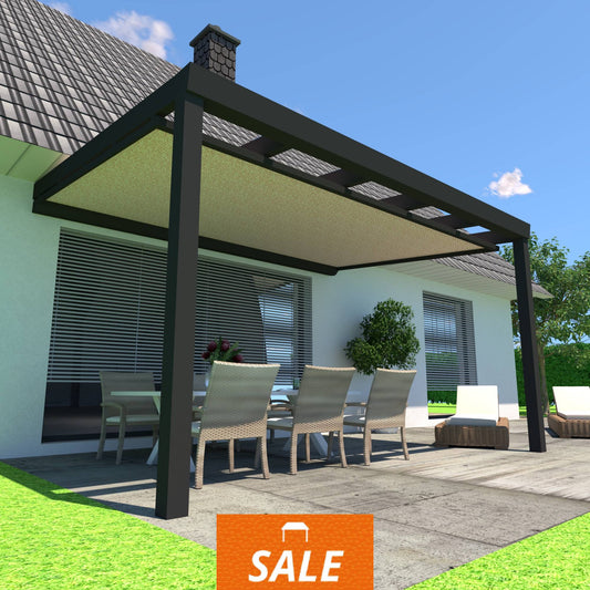 Schweng Terrassenüberdachung S400 mit Unterdachmarkise - 3,96 m x 2,84 m - inkl. Montage