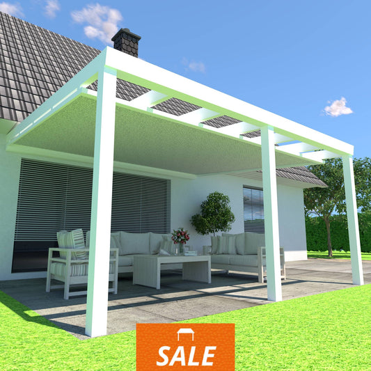 Schweng Terrassenüberdachung S400 mit Unterdachmarkise - 4,28 m x 4,00 m - inkl. Montage