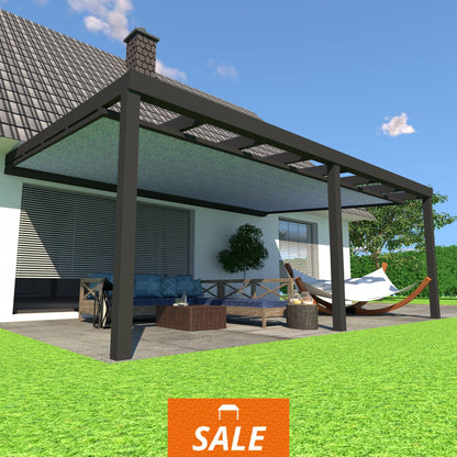 Schweng Terrassenüberdachung S400 mit Unterdachmarkise - 5,63 m x 3,97 m - inkl. Montage