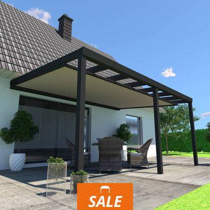 Schweng Terrassenüberdachung S400 mit Unterdachmarkise - 5,58 m x 3,94 m - inkl. Montage