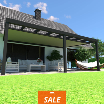 Schweng Terrassenüberdachung S400 mit Unterdachmarkise - 5,80 m x 3,31 m - inkl. Montage