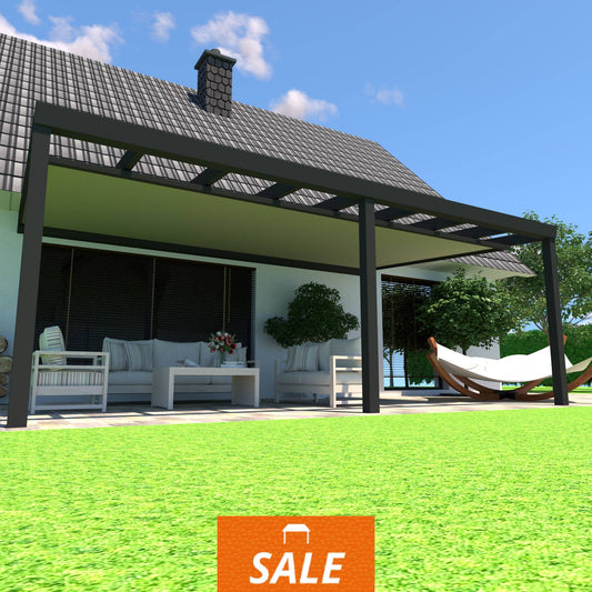 Schweng Terrassenüberdachung S400 mit Unterdachmarkise - 5,80 m x 3,31 m - inkl. Montage