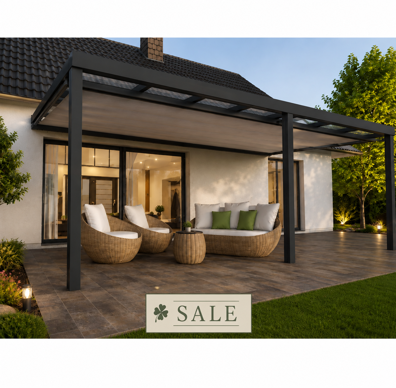 Schweng Terrassenüberdachung S400 mit Unterdachmarkise - 6,00 m x 3,00 m - inkl. Montage
