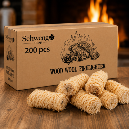 Holzwolle Feueranzünder 200 Stück – für Kamin, Ofen & Grill