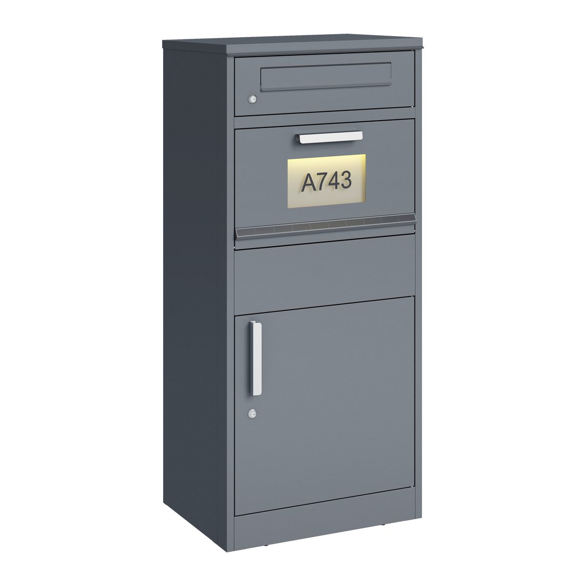 Schweng 2-in-1 Paketbox mit Briefkasten und LED-Beleuchtung – Verzinkter Stahl, abschließbar, 112 cm