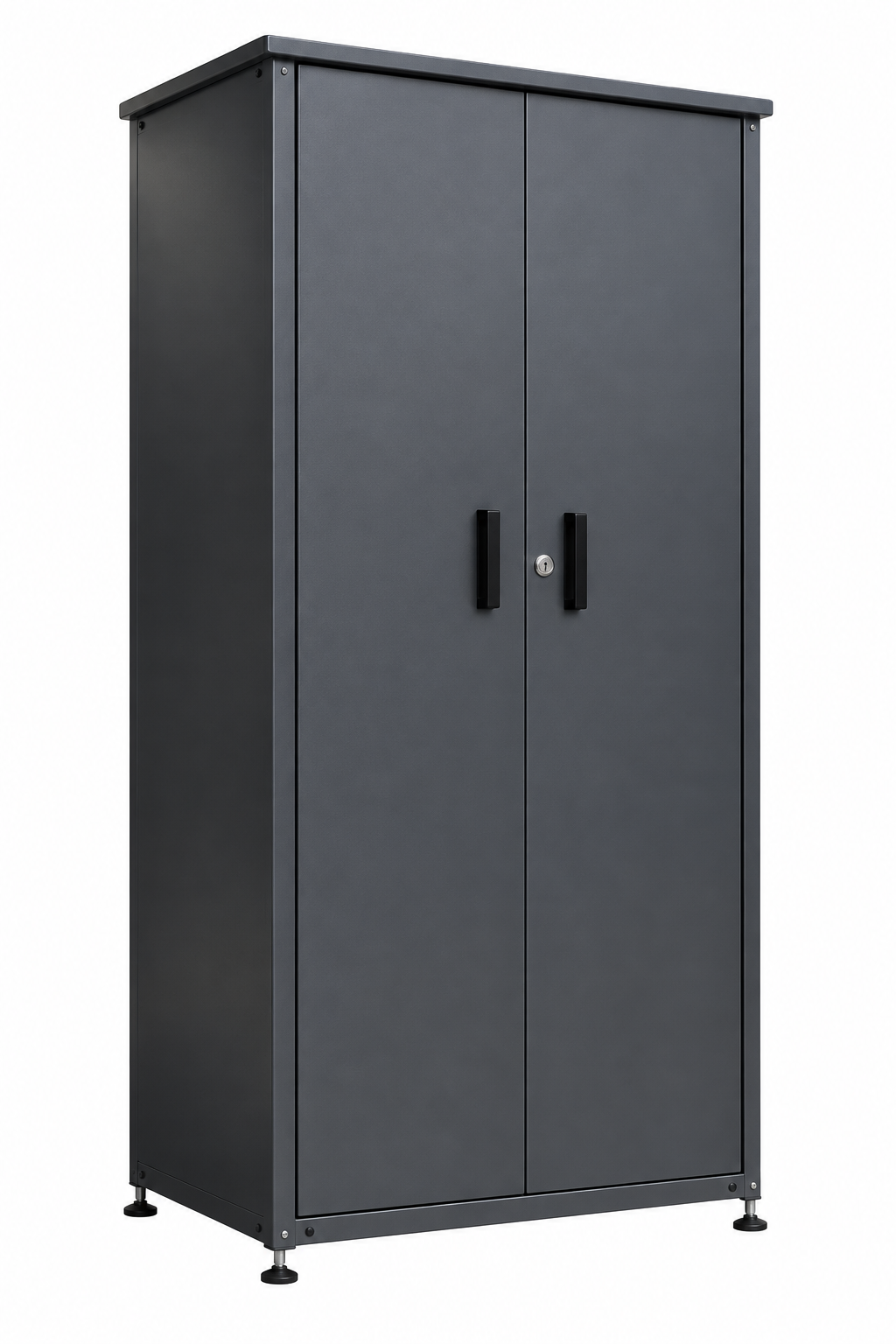 Metall-Geräteschrank aus verzinktem Stahl – Abschließbarer Gartenschrank mit Einlegeböden, 90 × 65 × 187 cm
